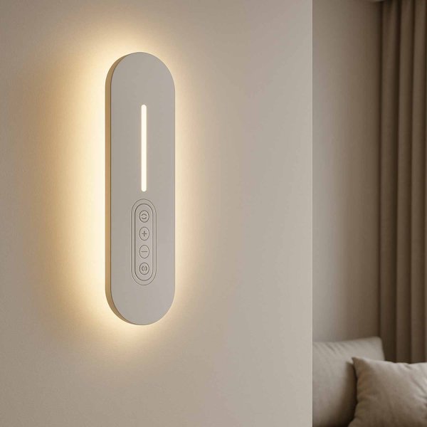 Applique LED tactile Sannix blanche 30 cm, applique courte blanche avec tactile